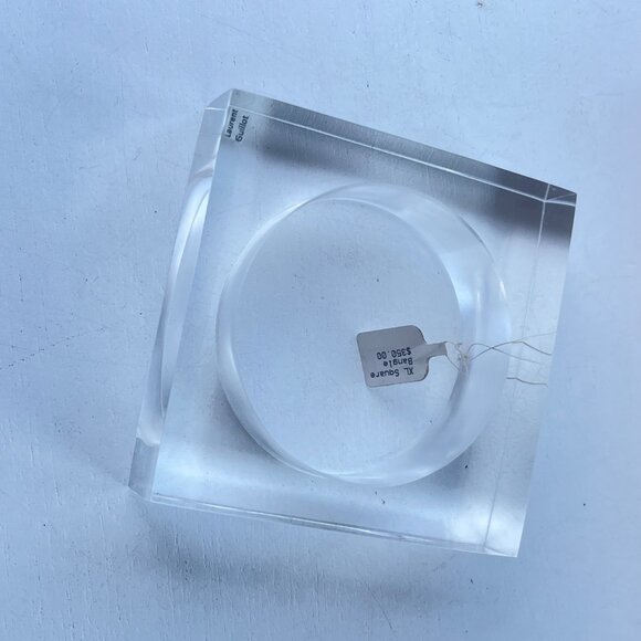 Laurent Guillot Lucite Square Bangle Bracelet Vintage Clear MSRP $350 - Picture 10 of 11